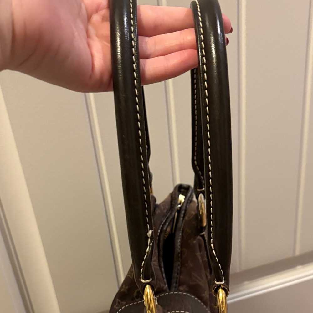 Louis Vuitton Brown Monogram Canvas Shoulder Bag with Black Handles - Picture 7 of 12